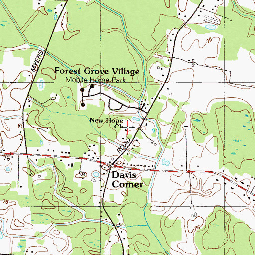 Topographic Map of New Hope Church, DE