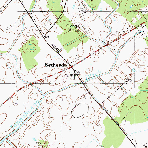 Topographic Map of Bethesda M P Church, DE