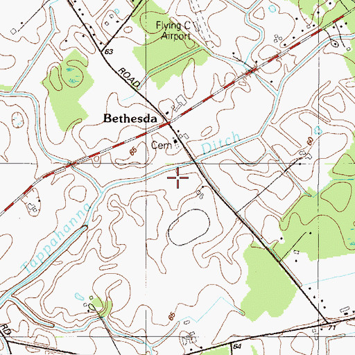 Topographic Map of Bethesda M P Cemetery, DE