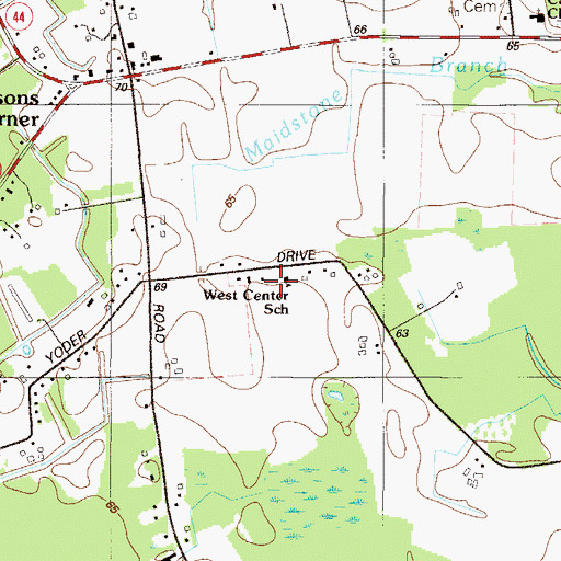 Topographic Map of West Center School, DE