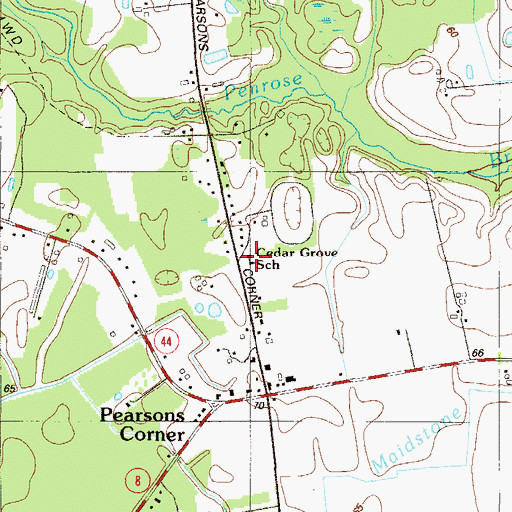 Topographic Map of Cedar Grove School, DE