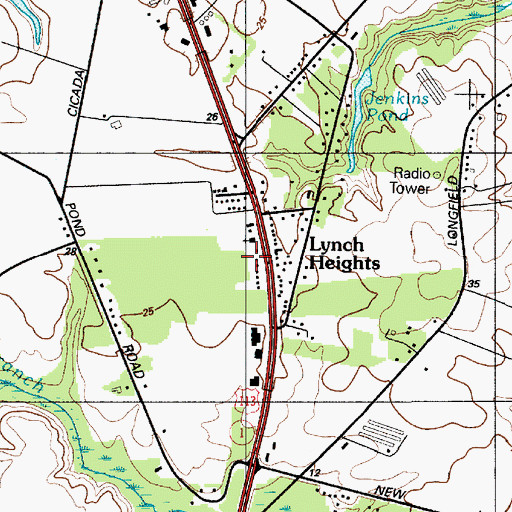 Topographic Map of Lynch Heights Baptist Church, DE