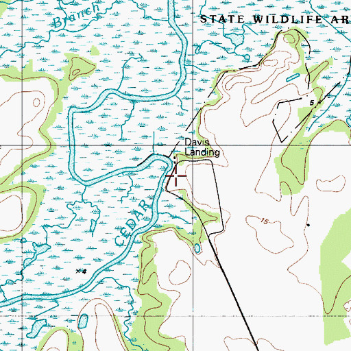 Topographic Map of Davis Landing, DE