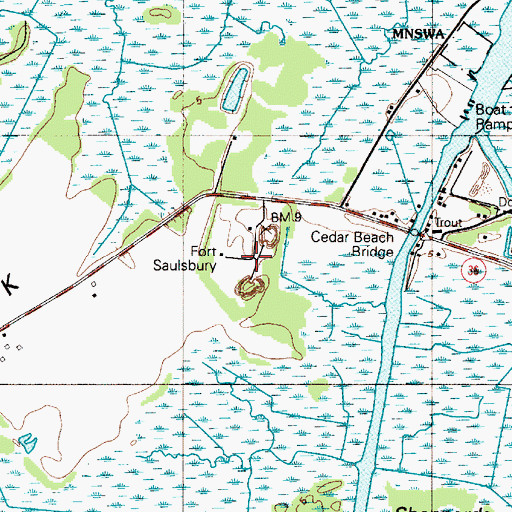 Topographic Map of Fort Saulsbury (historical), DE