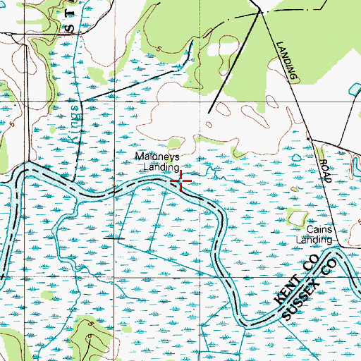 Topographic Map of Maloneys Landing, DE