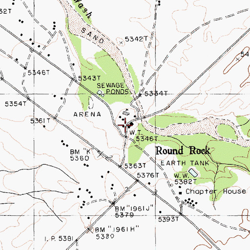 Topographic Map of Round Rock Trading Post, AZ
