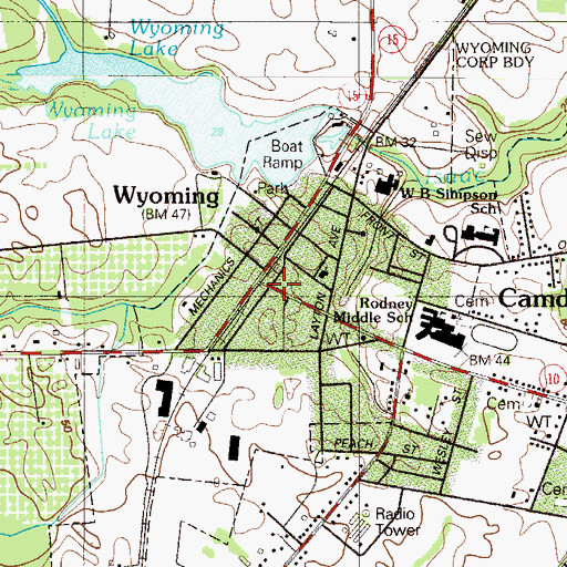 Topographic Map of Wyoming, DE