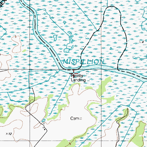 Topographic Map of Revills Landing, DE