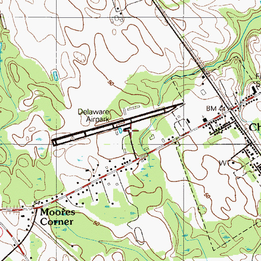 Topographic Map of Delaware Airpark, DE