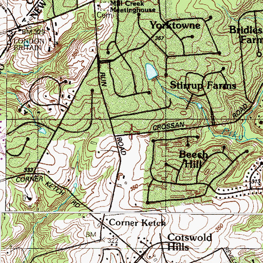Topographic Map of Berkeley Farms, DE
