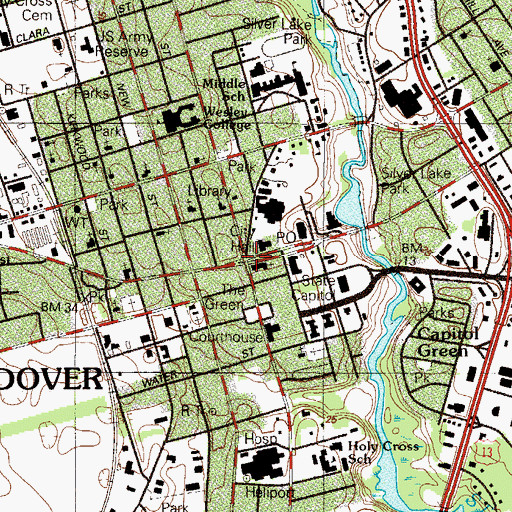 Topographic Map of Dover, DE