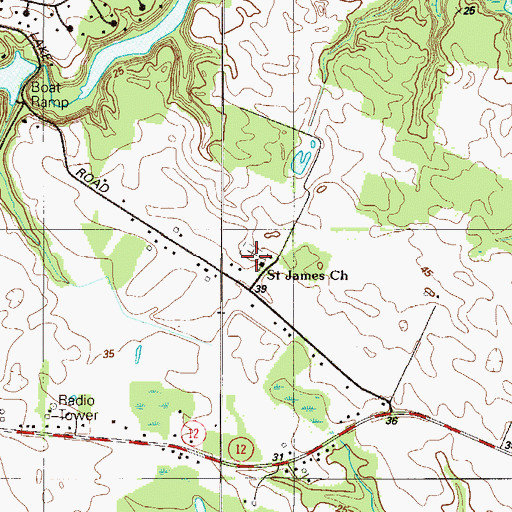 Topographic Map of Saint James Cemetery, DE