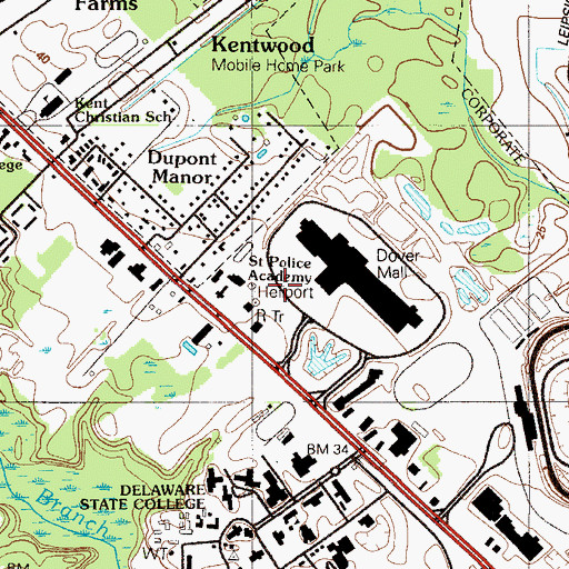 Topographic Map of Delaware State Police Academy Heliport, DE