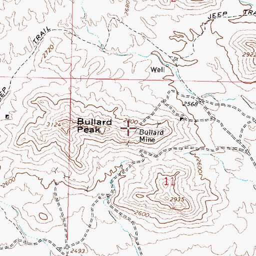 Topographic Map of Bullard Mine, AZ
