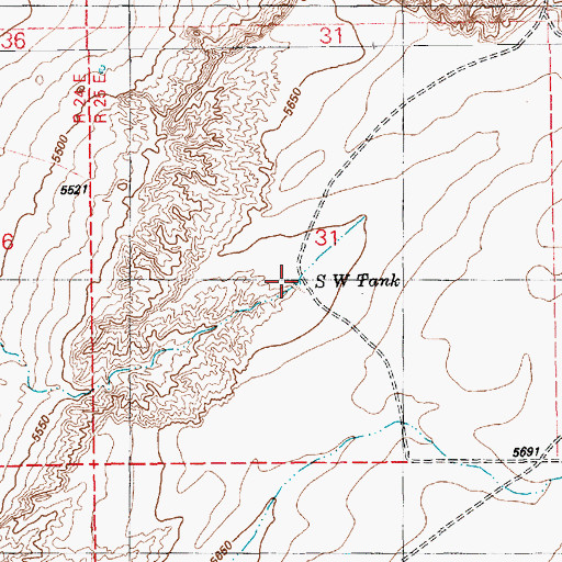 Topographic Map of S W Tank, AZ