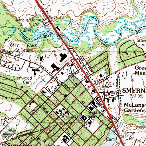 Topographic Map of Mount Olive Pentecostal Church, DE