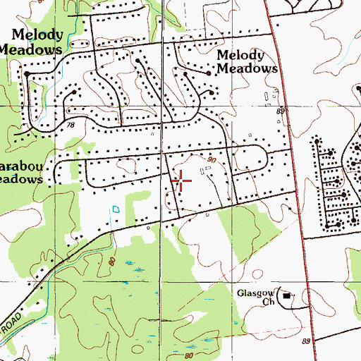 Topographic Map of Melody Meadows, DE