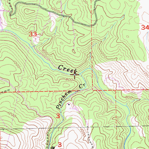 Topographic Map of Pinehem Creek, CA