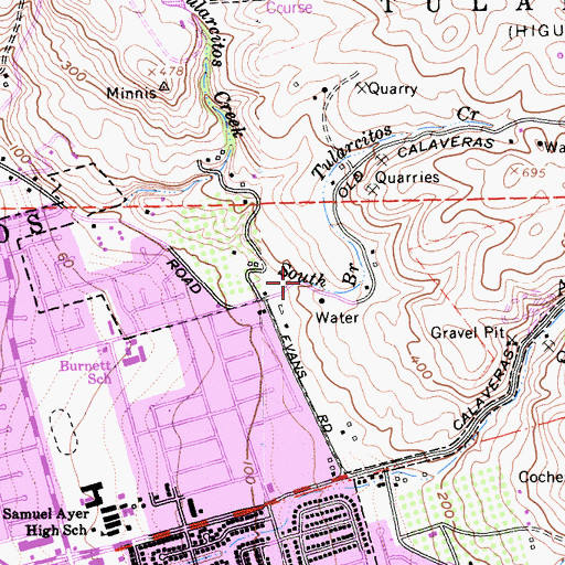 Topographic Map of South Branch Tularcitos Creek, CA