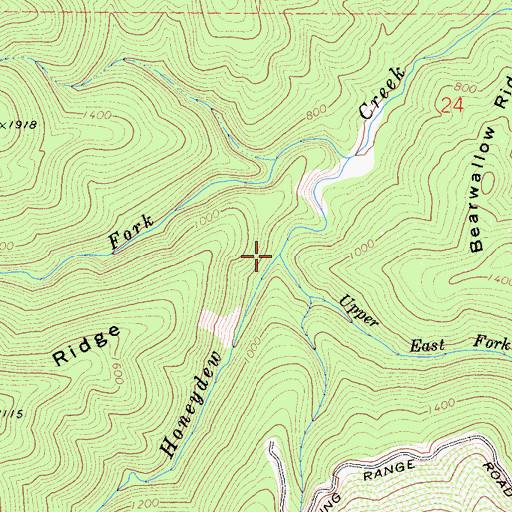 Topographic Map of Upper North Fork Honeydew Creek, CA