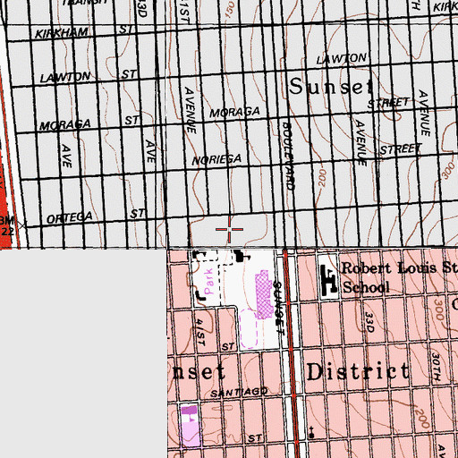 Topographic Map of Giannini Middle School, CA
