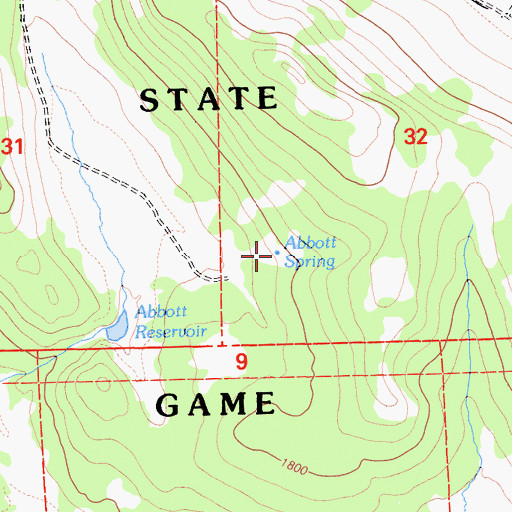 Topographic Map of Abbott Spring, CA