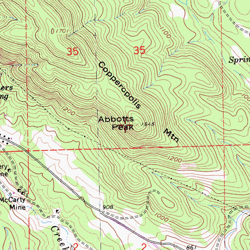 Topographic Map of Abbotts Peak, CA