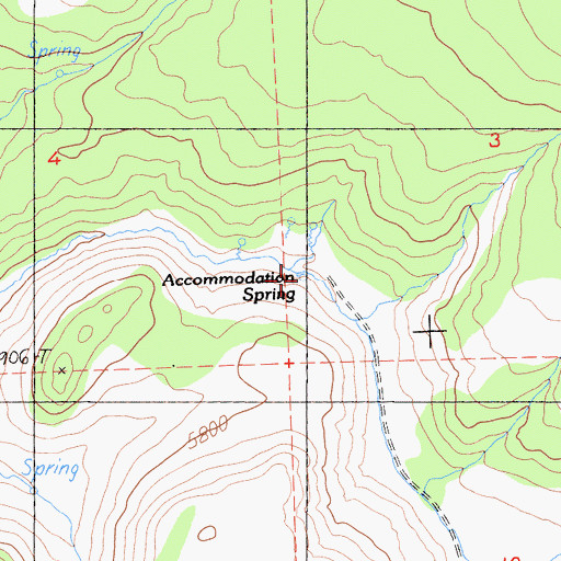 Topographic Map of Accommodation Spring, CA