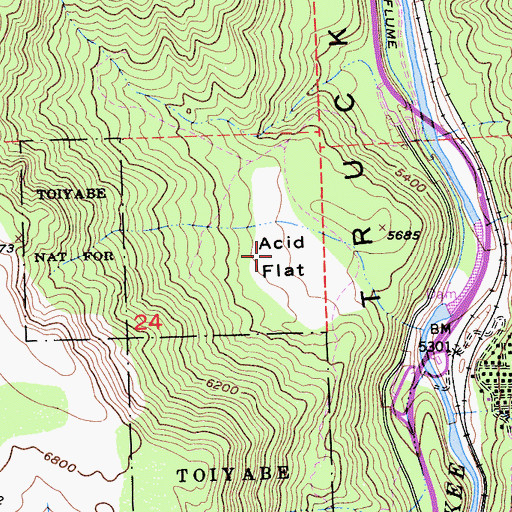 Topographic Map of Acid Flat, CA