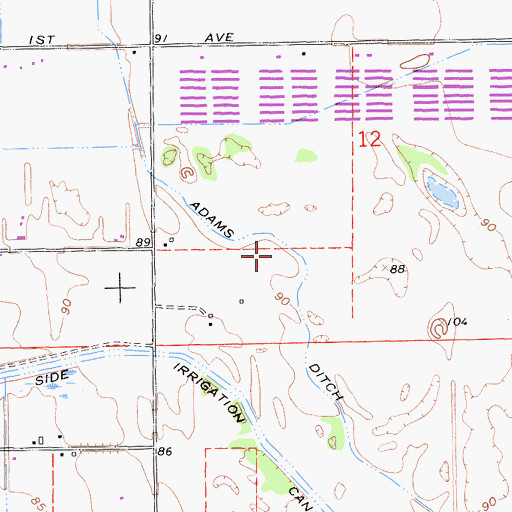 Topographic Map of Adams Ditch, CA