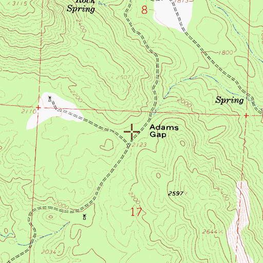 Topographic Map of Adams Gap, CA