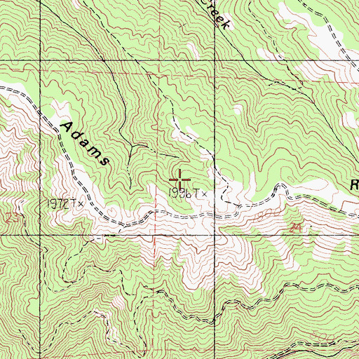 Topographic Map of Adams Ridge, CA