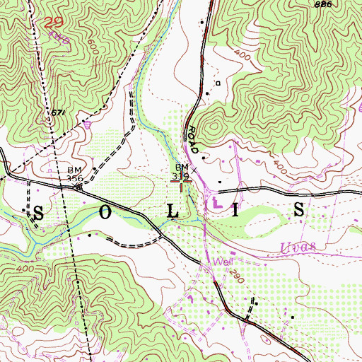 Topographic Map of Adams School, CA