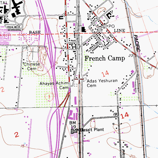 Topographic Map of Adas Yeshuran Cemetery, CA
