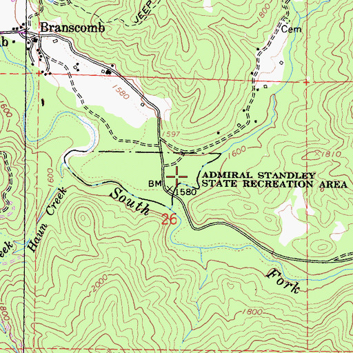 Topographic Map of Admiral William Standley State Recreation Area, CA