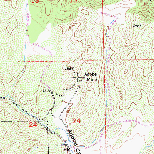 Topographic Map of Adobe Mine, CA