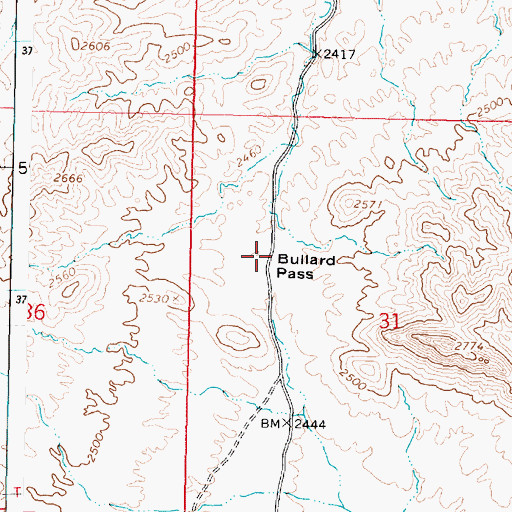 Topographic Map of Bullard Pass, AZ