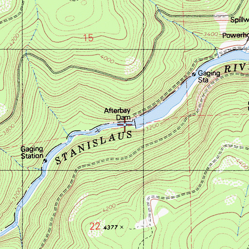 Topographic Map of Afterbay Dam, CA