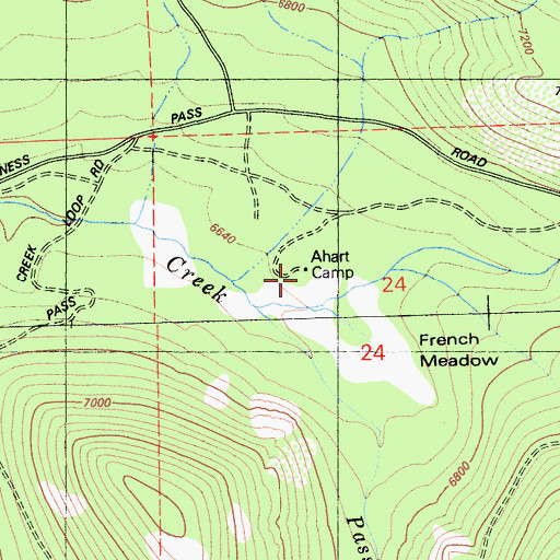 Topographic Map of Ahart Camp, CA