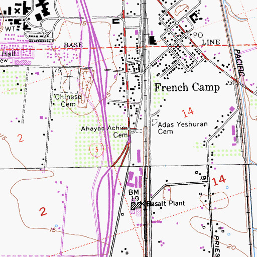 Topographic Map of Ahayas Achim Cemetery, CA