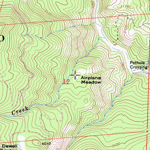Topographic Map of Airplane Meadow, CA