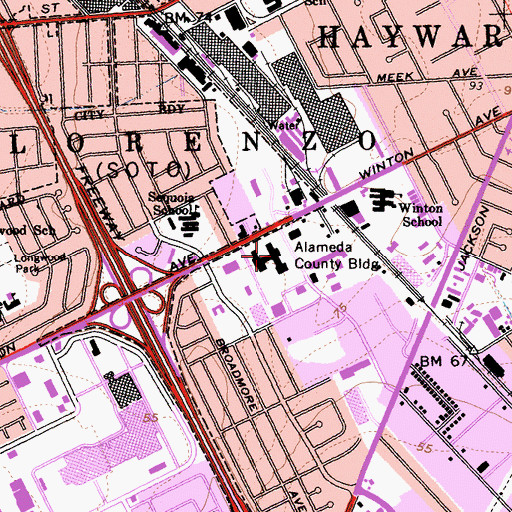 Topographic Map of Alameda County Building, CA