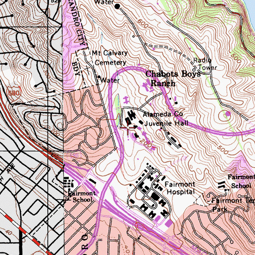 Topographic Map of Alameda County Juvenile Hall, CA