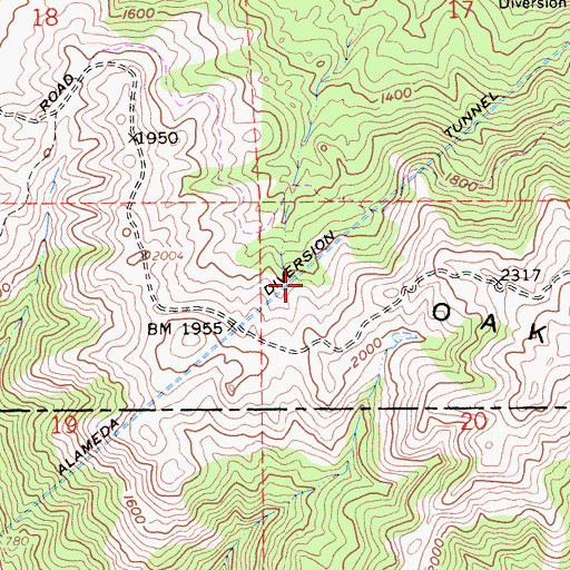 Topographic Map of Alameda Diversion Tunnel, CA