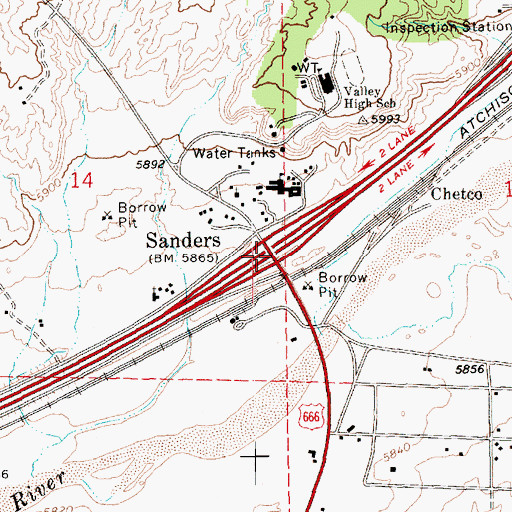 Topographic Map of Sanders Interchange, AZ