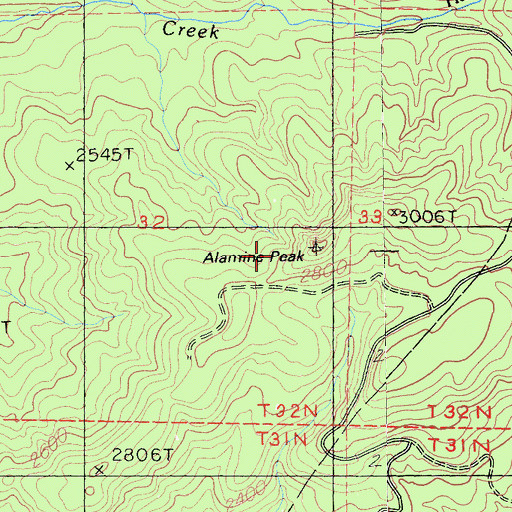 Topographic Map of Alamine Peak, CA