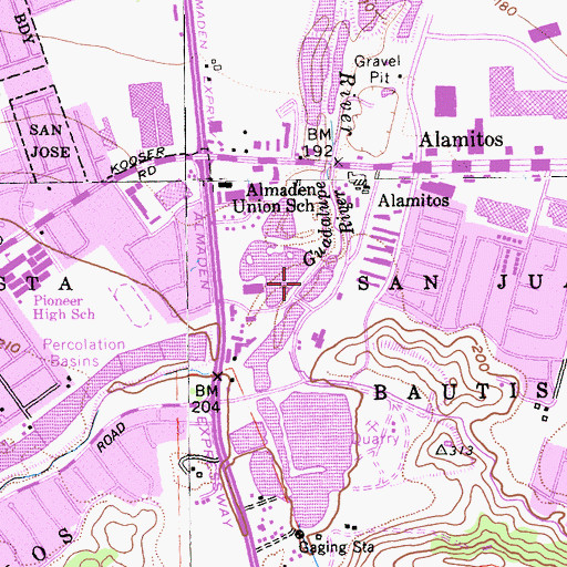 Topographic Map of Alamitos Creek, CA