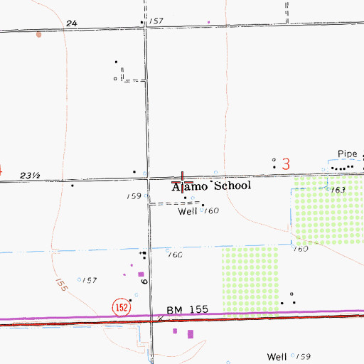 Topographic Map of Alamo School, CA
