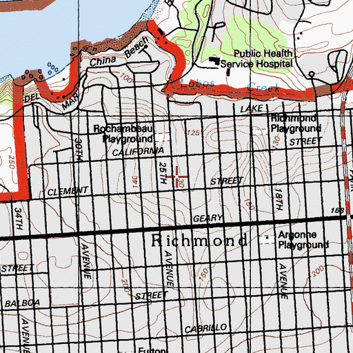 Topographic Map of Alamo Elementary School, CA