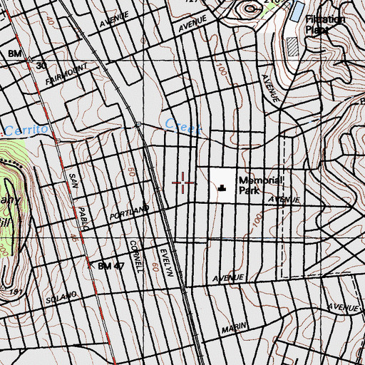 Topographic Map of Albany High School, CA